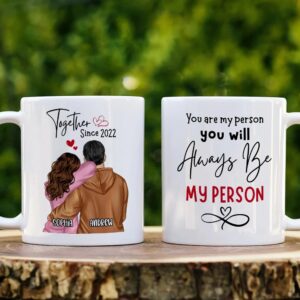 Customized white mug set for couple